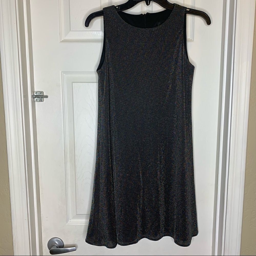 Datiani Black Iridescent Lined Swing Dress